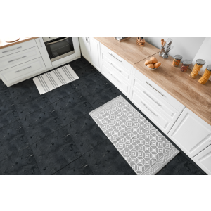 Floor Tiles Sticker - Black / Peel and Stick / 24 pcs