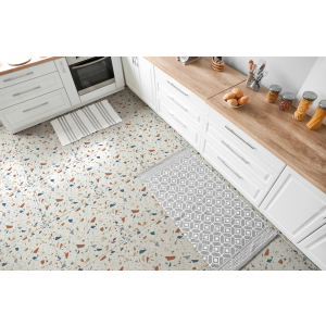 Floor Tiles Sticker - Blue and Brown Mosaic pattern   / Peel and Stick / 24 pcs