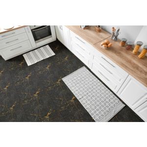 Floor Tiles Sticker - Black and Golden  pattern / Peel and Stick / 24 pcs