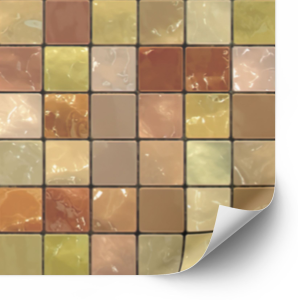 Tiles Sticker -  Brown and Yellow / Peel and Stick Tile / 24 pcs
