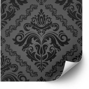  Tiles Sticker - Flower Patterned Peel and Stick Tile / Black  / 24 pcs
