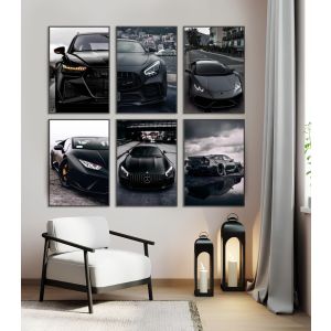  Posters - Black Industrial Style Car  / Set of 6 