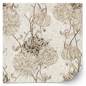 Tiles Sticker -  Pale brown petals  / Set of 24