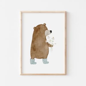 Poster - Bear with Flower
