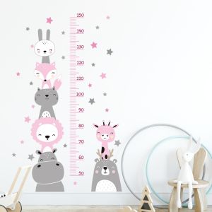 Wallsticker  -  Boho Animals Pink  / Height Measure 