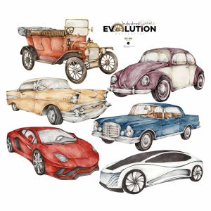 Wallsticker -  History of Cars / Industrial Evolution