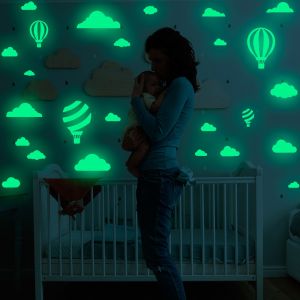 Wallsticker - Clouds and Air Balloons /  Glow in the Dark