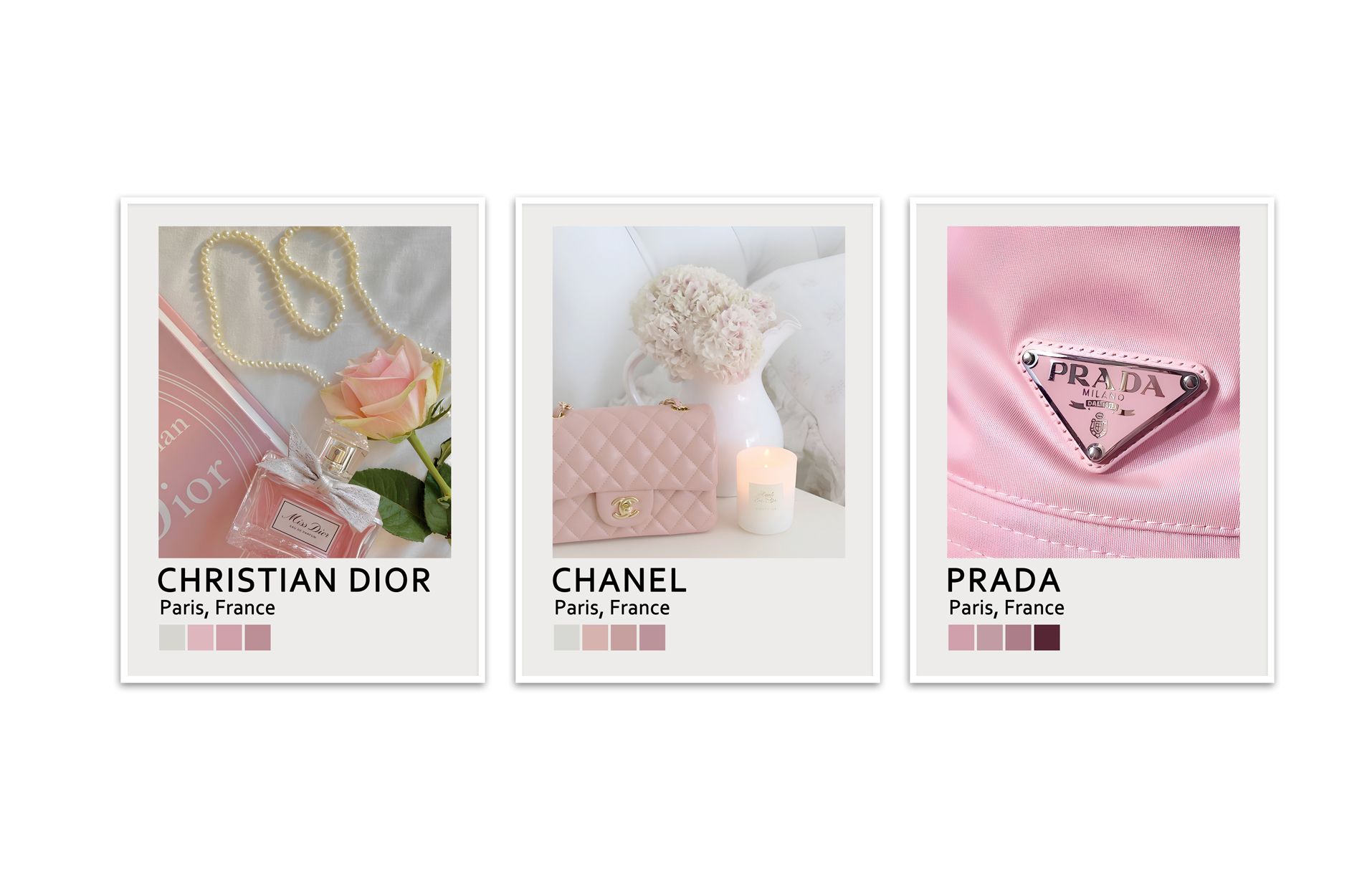 Christian Dior, Chanel, Prada Posters - Set of 3